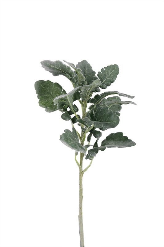 Set of 6 artificial sage leaves in grey-green with a velvet texture, each 43cm tall, perfect for elegant home decor.