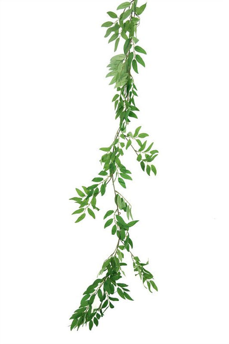Lifelike 200cm white eucalyptus leaf garland, perfect for elegant home decor and versatile event styling.