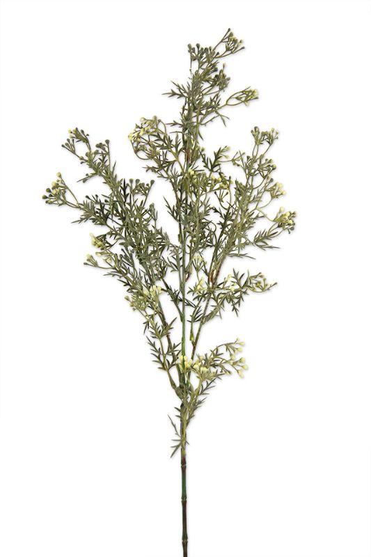 Set of 6 76cm Artificial Fine Bud Greenery Sprays in White Green with delicate yellow buds for elegant home decor.