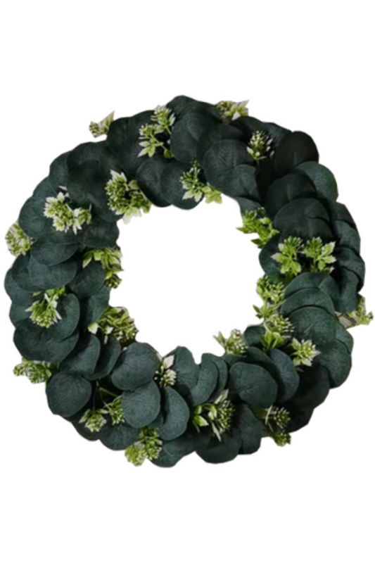 Artificial Eucalyptus Petal Wreath -  Light Pink