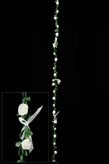 Artificial Mini Rose Garland in Hunter color featuring six 2cm foam roses, perfect for elegant decor in any space.