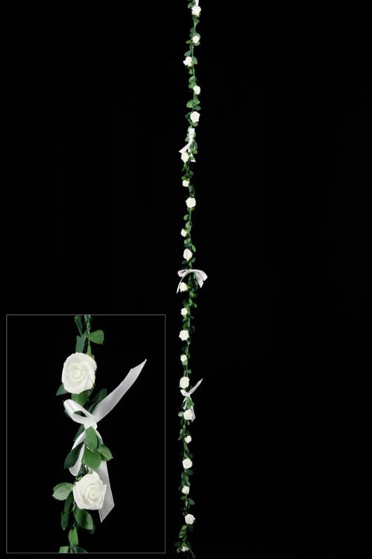 Artificial Mini Rose Garland in Hunter color featuring six 2cm foam roses, perfect for elegant decor in any space.