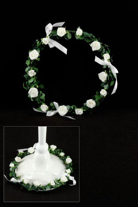 Set of 4 artificial mini rose wreaths in Hunter colors, 20cm each, perfect for elegant home decor and maintenance-free use.