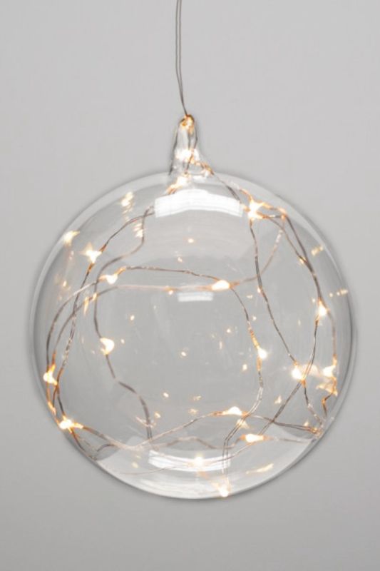 Glass - Hanging Sphere with 10 x Seed LED (warm white) -  Clear - Set of 6