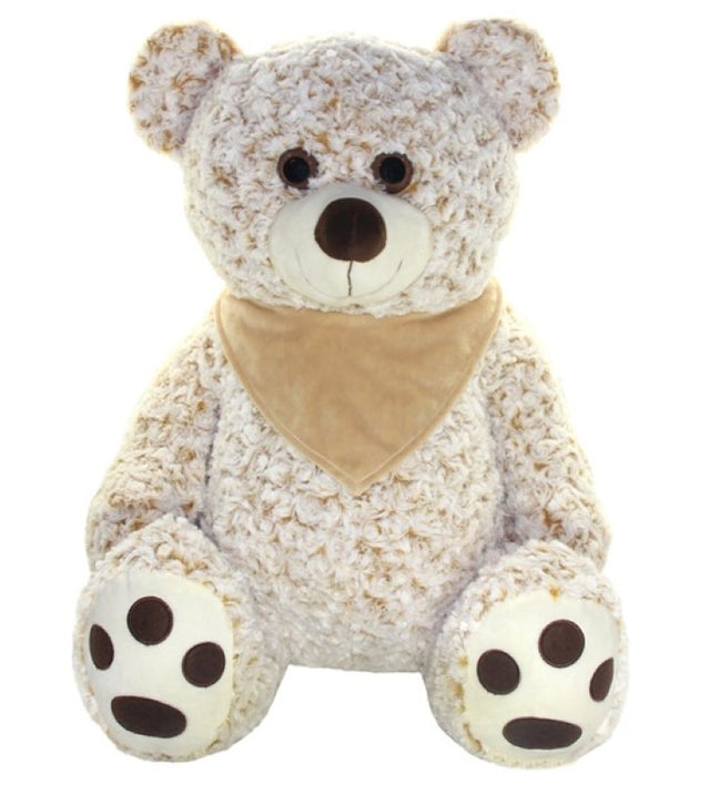 Soft beige Jetson Bear plush toy with a charming scarf, perfect for cuddling and imaginative play, 55cm tall.