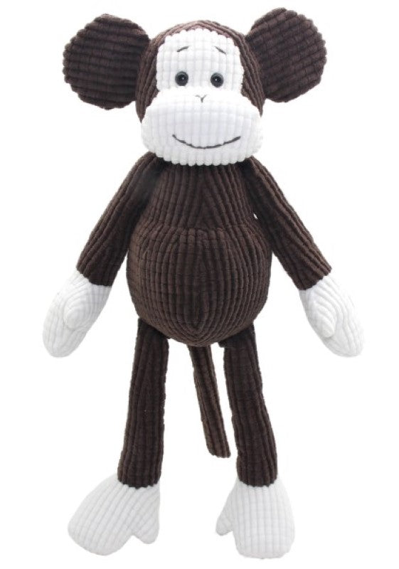 Adorable Moby Monkey plush toy, 43cm tall, brown with a white face, perfect for cuddles and imaginative play.