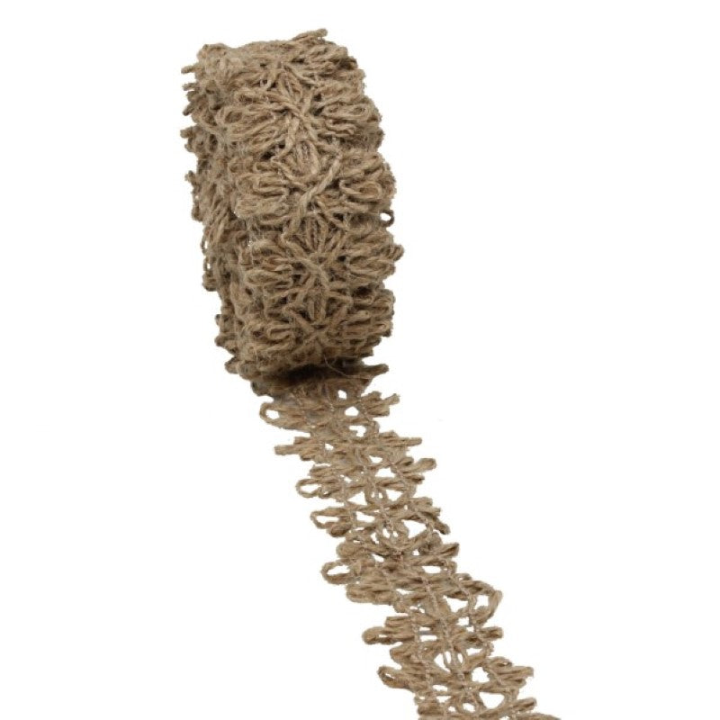 Natural jute weave ribbon, 4cm x 5m, ideal for crafting, gift wrapping, and eco-friendly decor projects.