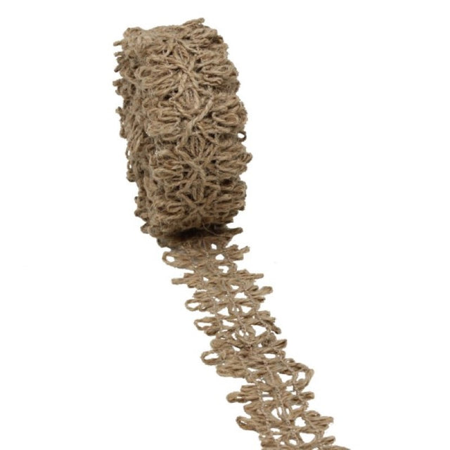 Natural jute weave ribbon, 4cm x 5m, ideal for crafting, gift wrapping, and eco-friendly decor projects.