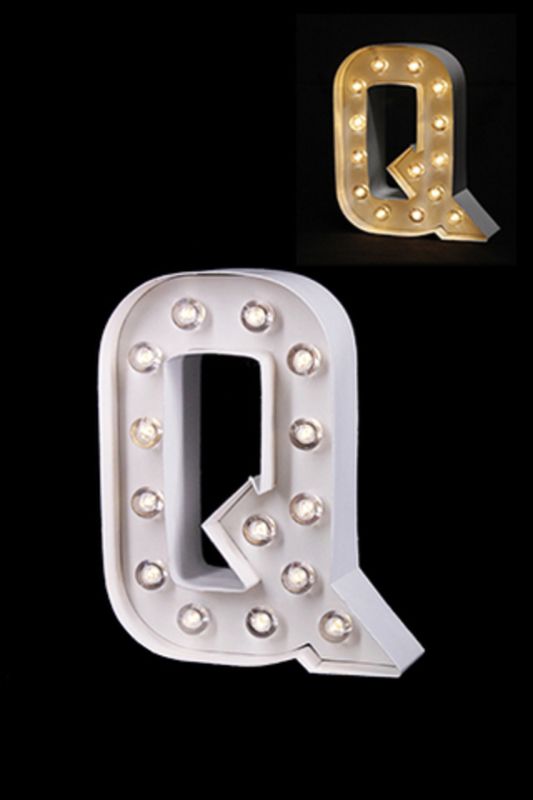 Gloss Card LED Letter 'Q' - - Warm White 2 X AAA Battery (Required) -  White