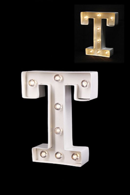 Gloss Card LED Letter 'T' - - Warm White 2 X AAA Battery (Required) -  White