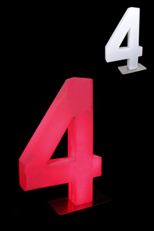 Giant LED Number 4 - RGB Remote S/S Base -  Assorted