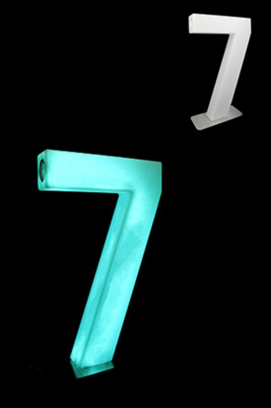 Giant LED Number 7 - RGB Remote S/S Base -  Assorted