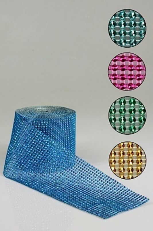 Gold diamante mesh jumbo roll, 11.5cm x 9m, ideal for elegant wedding and party decorations, flexible and trimmable.
