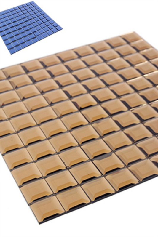 5 Facet Mirror Tile Sheet in Smoke finish, featuring five faceted mirrors for elegance and depth, ideal for stylish decor.