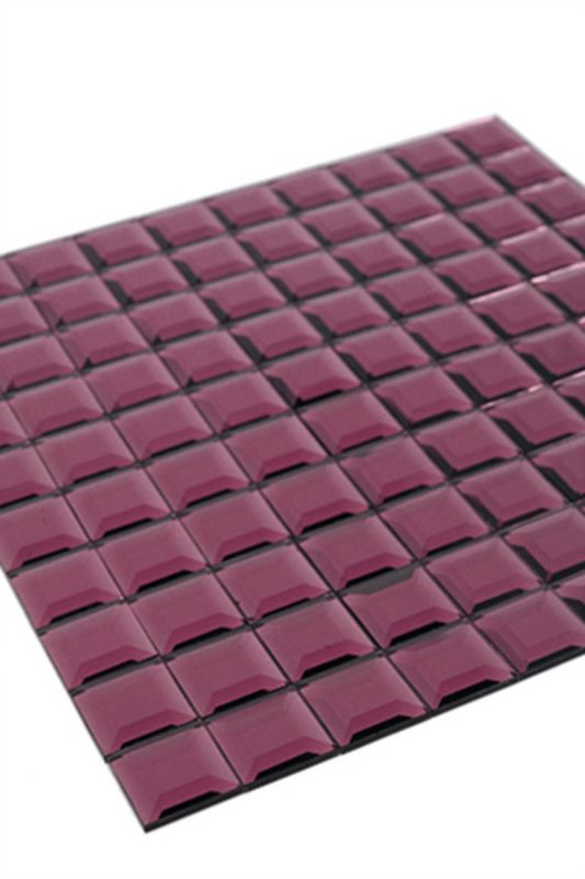 Chic plum 5 Facet Mirror Tile Sheet, 30x30 cm, perfect for adding elegance and depth to any interior space.