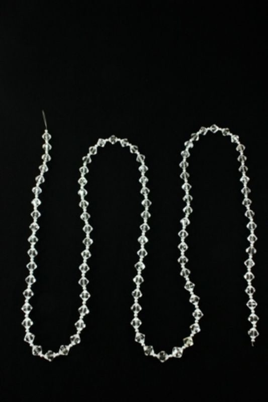 Clear acrylic bead garland set of 6, each 1.7m long, featuring sparkly 14mm beads for elegant decor.