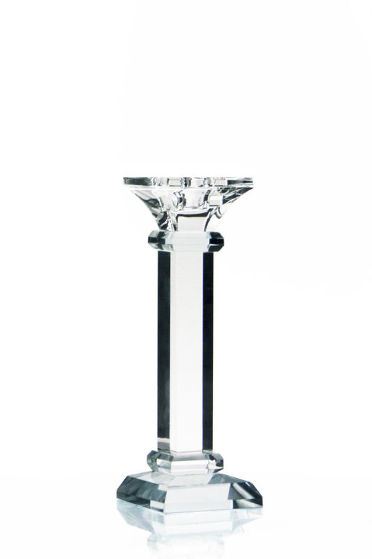 K9 Crystal Quality Candle Stick in clear crystal, elegant design for illuminating events and home decor.