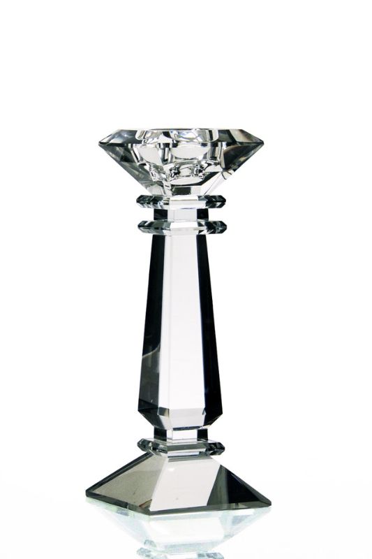 Clear K9 Crystal Tall Taper Candle Stick, 23cm, elegant design for romantic settings and home decor enhancement.