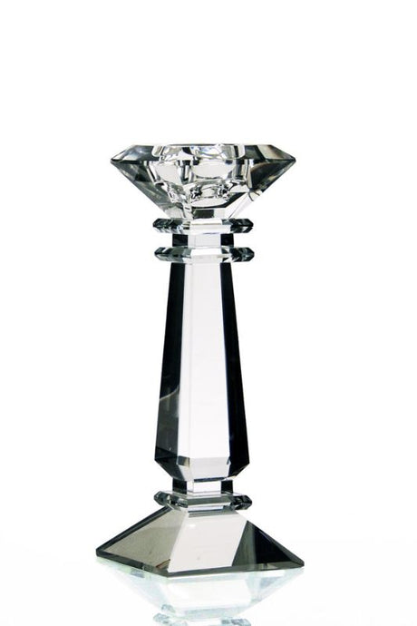 Clear K9 Crystal Tall Taper Candle Stick, 23cm, elegant design for romantic settings and home decor enhancement.