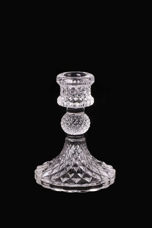 Pineapple Design Glass Candle Holder -  Clear - Set of 6