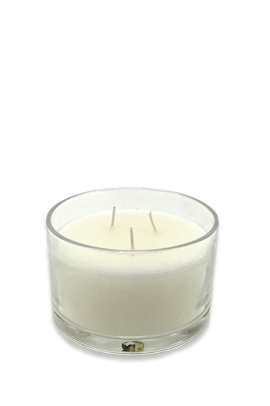Medium Plain Glass 3 Wick Candle -  Clear - Set of 4