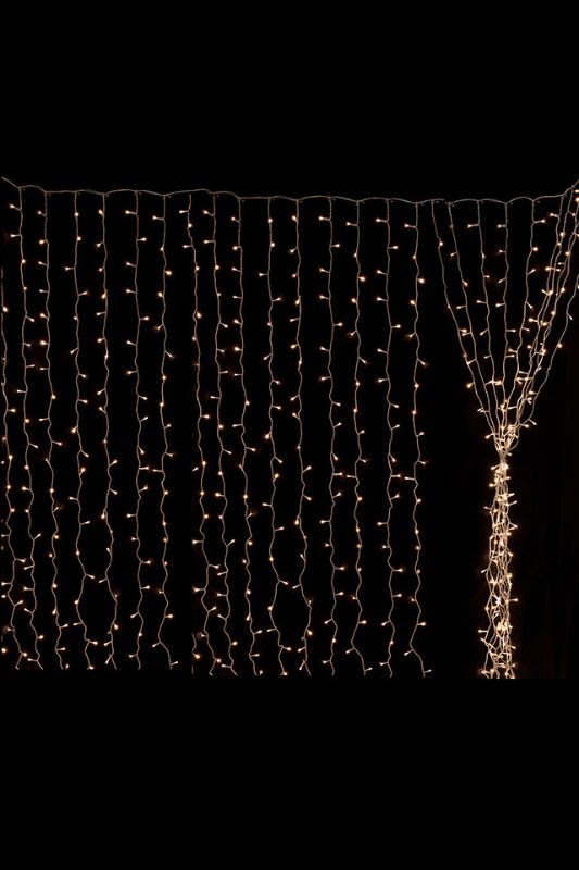860 LED Curtain (Warm White) - 8 Function -  White