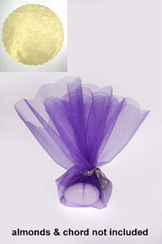 Set of 100 sheer white organza circles (24cm) with cut edges, perfect for decorations, gift wrapping, and crafts.