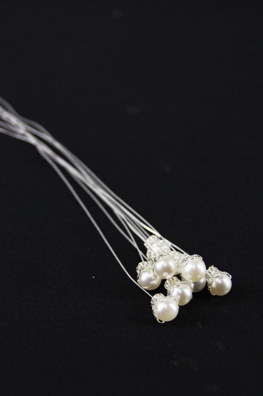 Delicate Small Flower Pearl Wire, 10mm diameter, 250mm length, perfect for elegant crafts and floral designs.