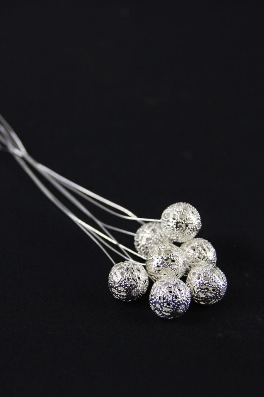 Elegant silver Ornate Ball Wire, 18mm diameter and 250mm long, perfect for crafting, DIY projects, and jewelry making.