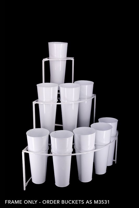 Elegant white 9 vase flower stand corner, perfect for showcasing fresh or artificial flowers in any decor setting.
