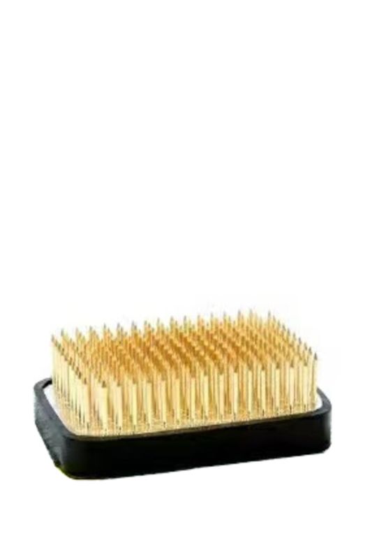 Set of 2 black Ikebana Kenzan flower frogs with spikes for precise flower arranging and improved water absorption.