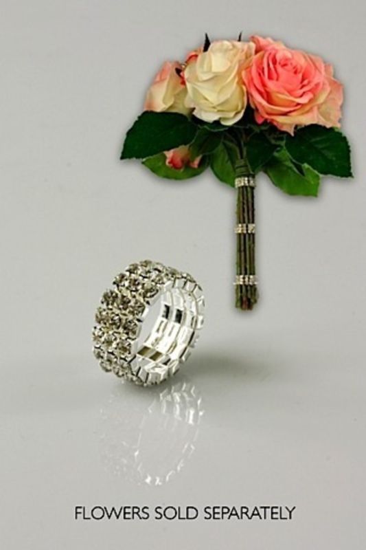 Set of 12 silver diamante rings (3x17) for enhancing floral arrangements and decor with elegance and sparkle.