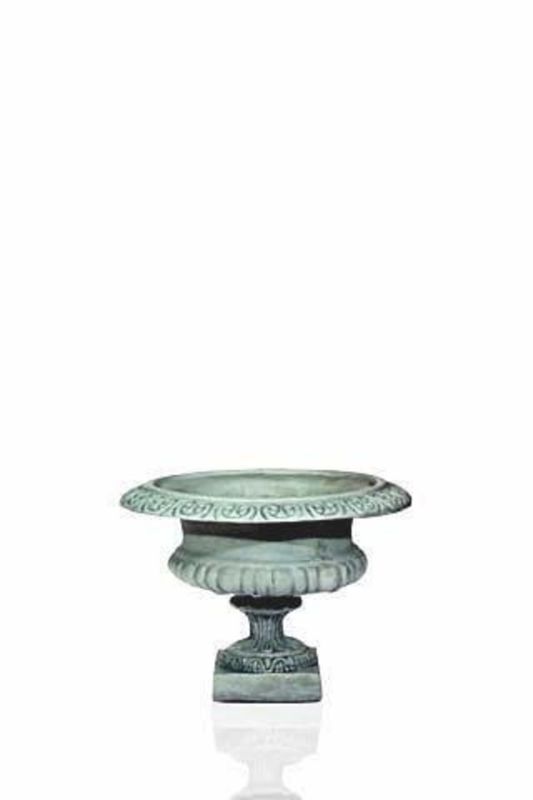 Small Squat Fibreglass Urn -  White Wash