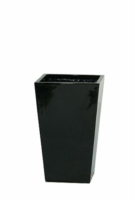 Elegant white taper fibreglass urn, 56cm high, glossy finish, durable for memorial or decorative use indoors and outdoors.