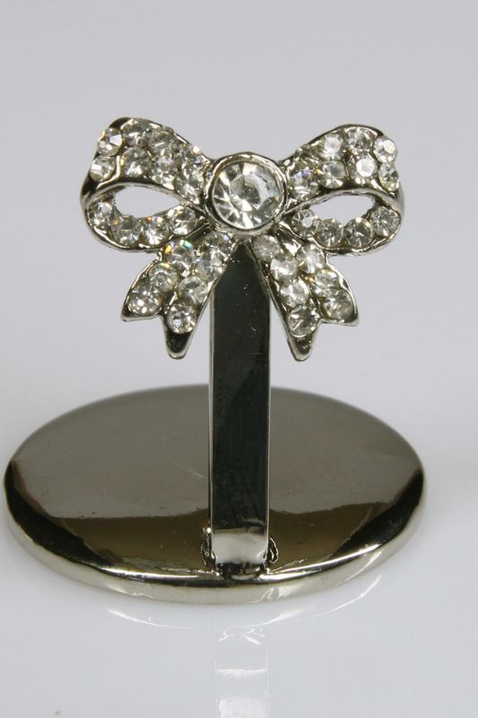 Name Card Holder 'Large Stone Bow' -  Silver - Set of 12