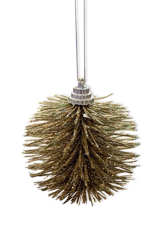Set of 6 elegant white glitter brush ball decorations, each 8cm, perfect for adding sparkle to Christmas trees and displays.