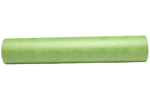 Moss green linen patterned Vilene roll, 50cm x 20m, ideal for sewing, quilting, and eco-friendly crafts.
