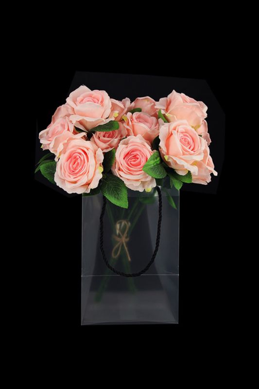 Clear flower bags set of 20, 18x18x27cm, perfect for elegantly transporting fresh floral arrangements.