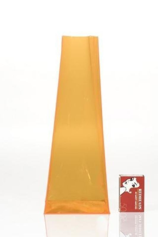 Vibrant cerise plastic vases in a tapered square design, ideal for showcasing artificial flowers, set of 12.