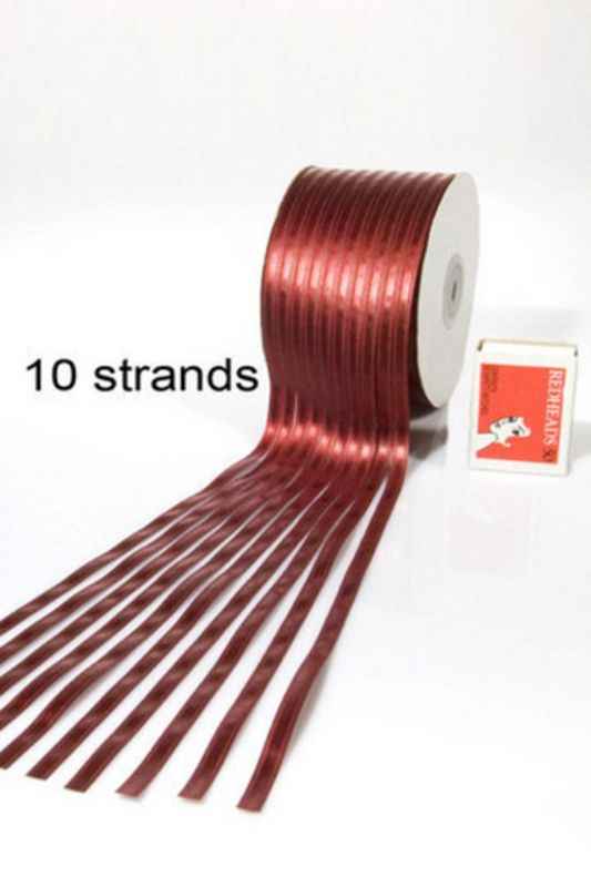 Burgundy satin ribbon set of 2, 10 strands, 6mm width, ideal for crafting, gift wrapping, and decorations, no fraying.