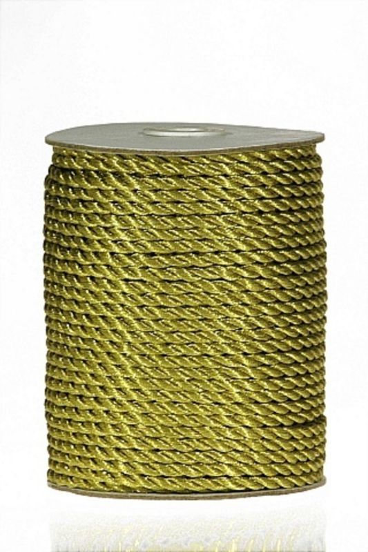 Shimmering gold metallic rope ribbon, 50m roll, perfect for elegant gift wrapping and versatile crafting.