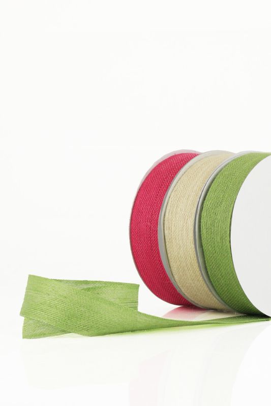 Set of 2 Rosebloom sisal ribbons in soft pink, 38mm wide, ideal for rustic decor and crafting projects.