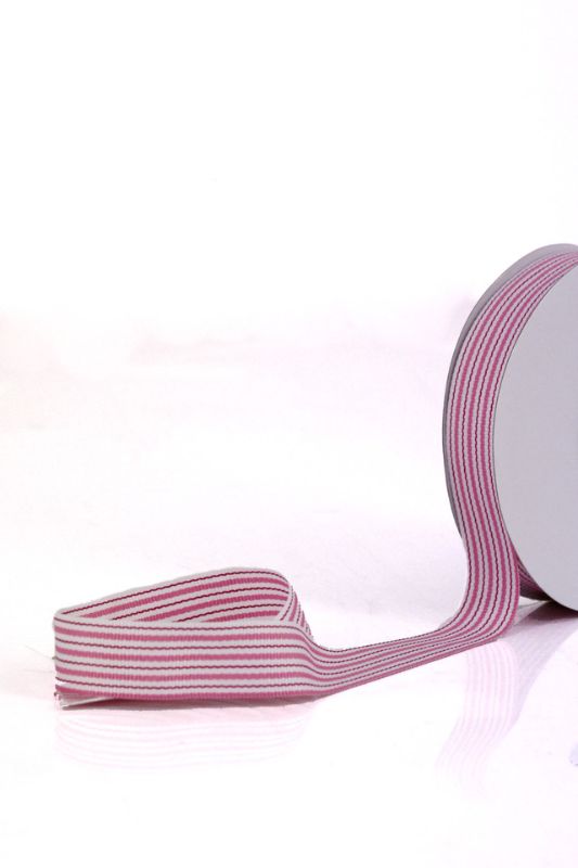 Set of 5 pink multi-stripe grosgrain ribbons, 20mm wide, perfect for crafting, gift wrapping, and festive decorations.
