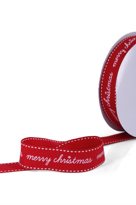 Ribbon - Grosgrain Christmas Ribbon -  Red - Set of 5