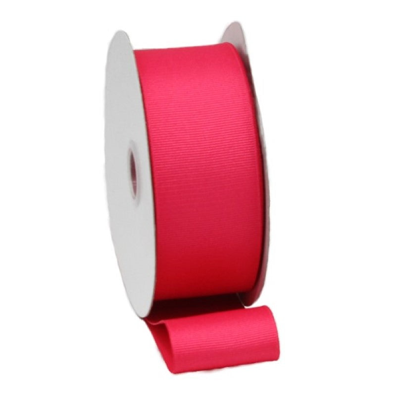 Vibrant cerise woven edge grosgrain ribbon, 38mm x 20m, perfect for crafting, gift wrapping, and elegant decorations.