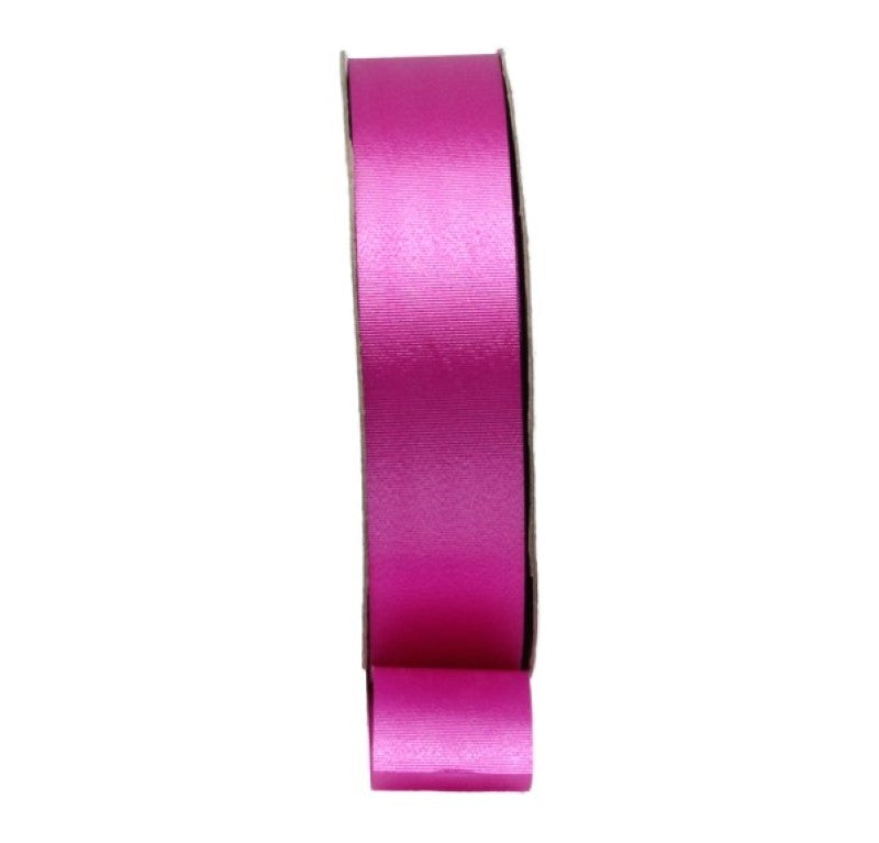 Vibrant hot pink ribbon, 30mm wide and 90m long, perfect for crafting and decorating with a soft, tear-resistant texture.