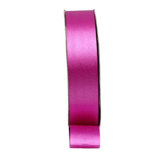 Vibrant hot pink ribbon, 30mm wide and 90m long, perfect for crafting and decorating with a soft, tear-resistant texture.