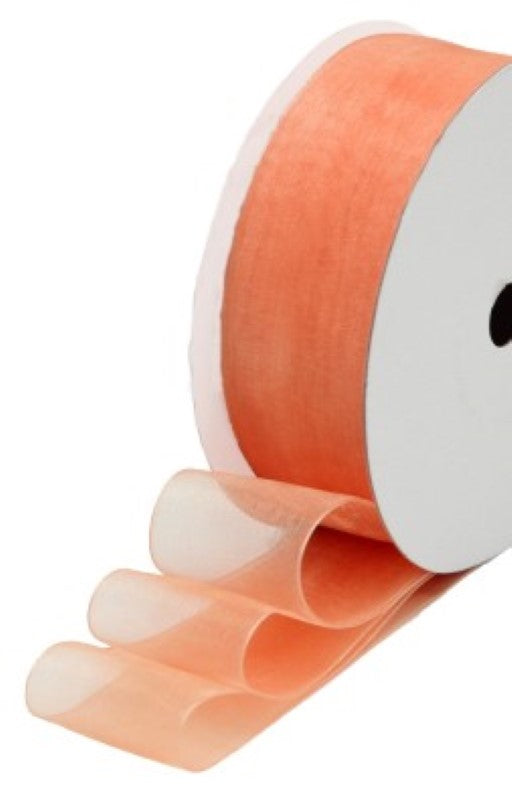 Organza Ribbon - Dark Apricot Organza Bound Ribbon Roll