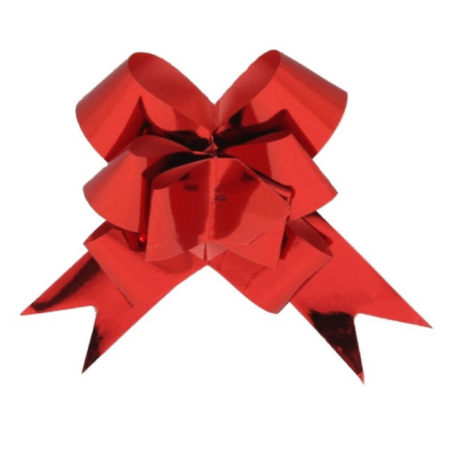 Bright red pull bows in a pack of 10, perfect for stylish gift wrapping and adding a festive touch to any celebration.