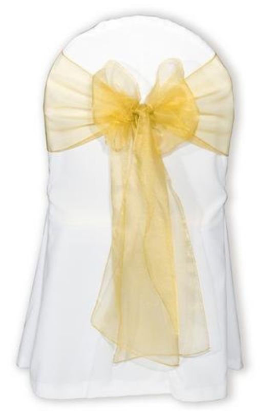 Snow Organza Sash -  Gold - Set of 10